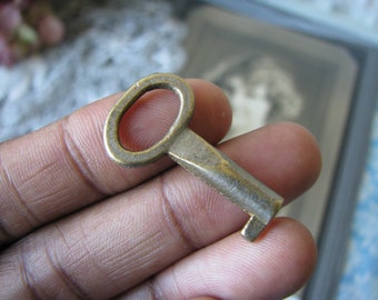 Small Antique Brass Key Pendant, Steampunk Jewelry