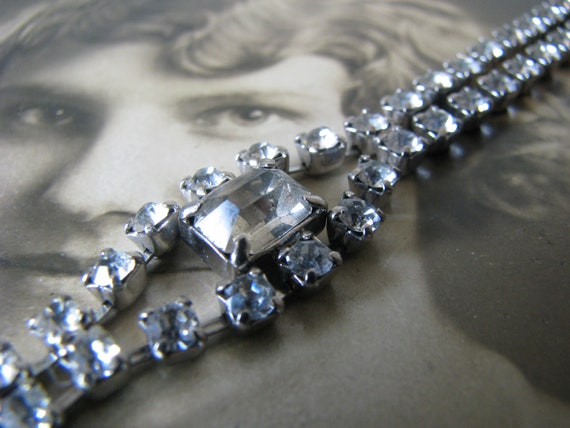 Vintage Rhinestone Bracelet, Rhinestone Tennis Br… - image 1