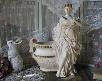 RARE Vintage Inarco Planter, Roman Lady Statue, Vintage Statue Planter, Figural Planter, Classical Planter, Bisque Porcelain Planter