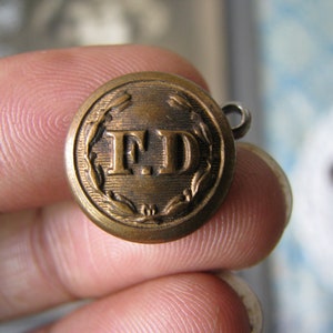 Antique Fire Department Button, Antique Brass Uniform Button, J. R. Gaunt & Son Uniform Button, Fire Department Button, Collectible Button