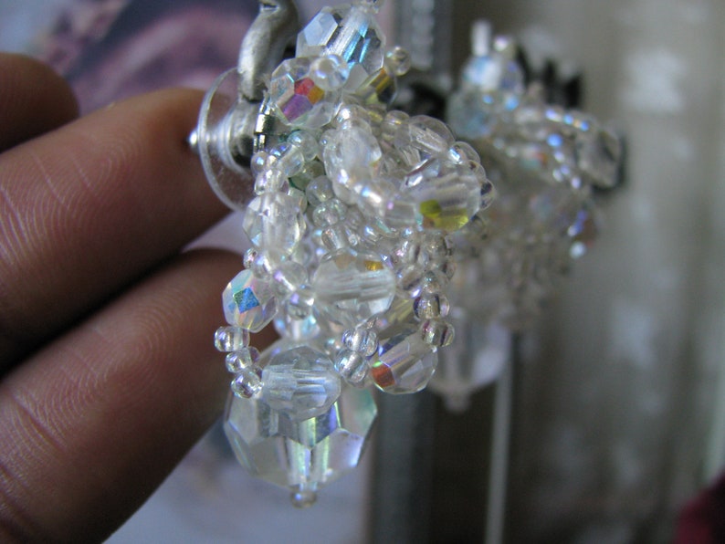 Crystal Beaded Earrings Bridal Earrings Wedding Jewelry Wedding Earrings Vintage Crystal Beaded Earrings Crystal Bead Cluster Earrings