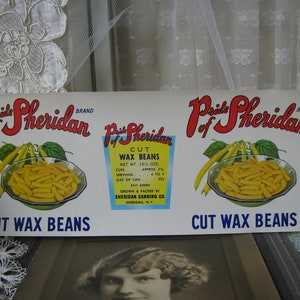 1930&#39;s Can Label, Vintage Wax Beans Label, Pride Of Sheridan Can Label, Canned Food Label