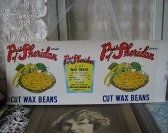 1930s Pride Of Sheridan Wax Beans Can Label, Vintage Food Advertising