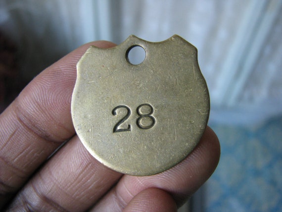 Antique Brass Tag, Stamped Brass Tag, Antique Shie