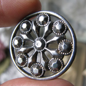 Antique Pewter Button, Antique French Button, Victorian Pewter Button, Pewter Openwork Button, Lacy Openwork Button