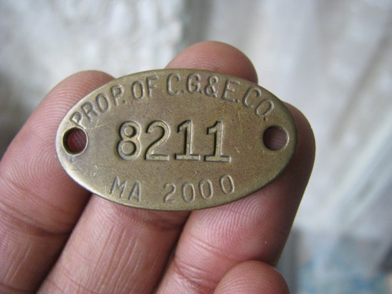 Antique Brass Tag, Stamped Brass Tag, Cincinnati … - image 2