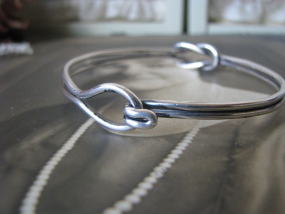 Antique Silver Bracelet, Double Love Knot Silver … - image 4