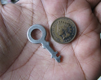 Tiny Antique Steel Key Pendant, Steampunk Jewelry