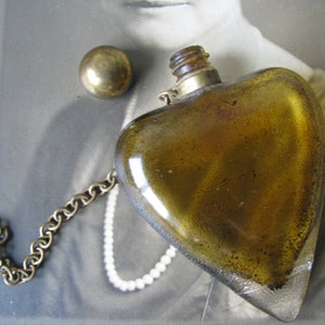 Antique Perfume Bottle, Antique Heart Perfume Bottle, Antique Glass Perfume Bottle, Glass Heart Perfume Bottle, Miniature Perfume Bottle