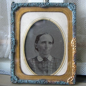 Antique Tintype Photo, Civil War Era Photo, Gold Framed Tintype, Victorian Tintype Photo