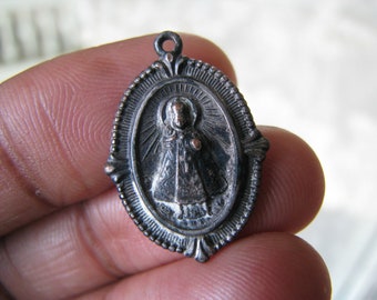 Antique French Rosary Medal, French Brass Medal,  Old Rosary Medal, Catholic Medal, Religious Relics, Saints Medals