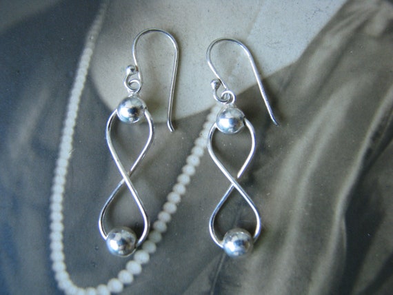 Sterling Silver Earrings, Figure 8 Earrings, Silv… - image 2