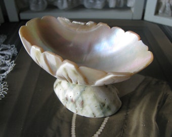 Pink Shell Dish, Antique Shell Dish, Shell Trinket Dish, Wedding Gift, Bridal Gift, Ring Dish