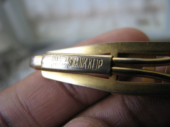 Art Deco Tie Clip Tie Bar, Gold Plated Tie Clip T… - image 4