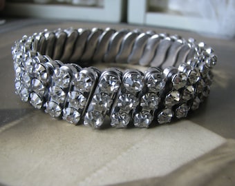 Bracelet extensible vintage en strass, bijoux de mariée