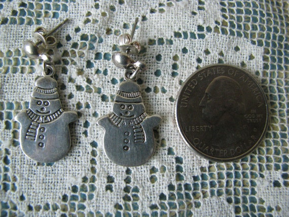 Vintage Solid Sterling Silver Dancing Snowman Ear… - image 5
