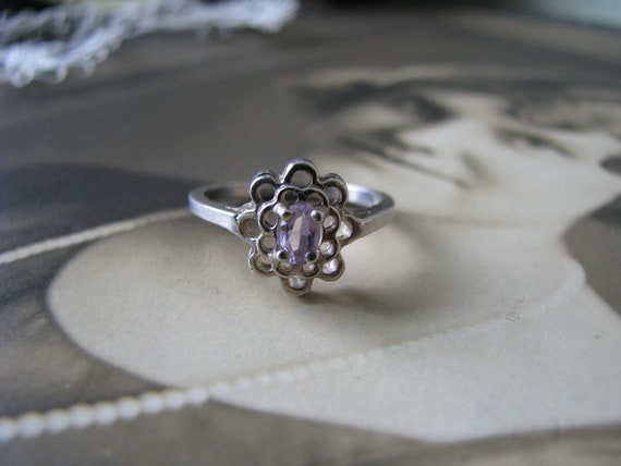 Sterling Silver Amethyst Ring, Pale Amethyst Ring… - image 1