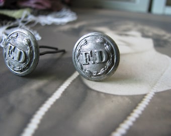 Rare Antique Brass Fire Department Buttons, Made in England