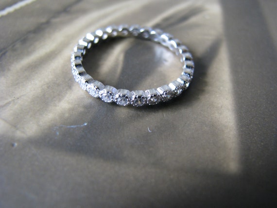 Art Deco Style Wedding Band, Sterling Silver CZ W… - image 5