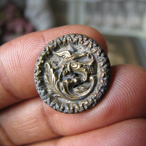 Antique Picture Button, Antique Silver Plated Button, Button Collection, Antique Sewing Notions, Victorian Button