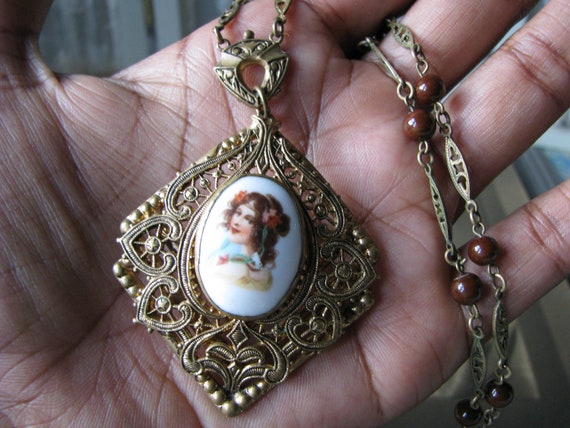 Antique Edwardian Necklace, Antique Cameo Necklac… - image 2
