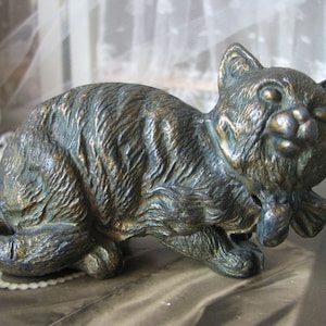 Antiker Katzen-Briefbeschwerer, viktorianischer Katzen-Briefbeschwerer, Messing-Katzen-Briefbeschwerer, kleiner antiker Briefbeschwerer, Neuheit-Briefbeschwerer, Metall-Briefbeschwerer