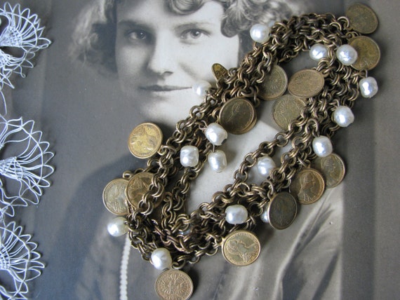 Miriam Haskell Coin Necklace, Vintage Miriam Haske