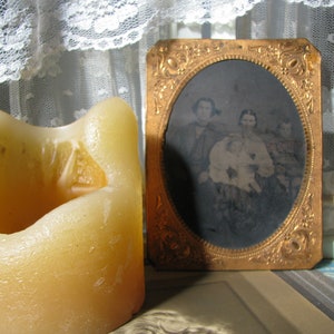 Antique Tintype Photo, Civil War Era Photo, Gold Framed Tintype, Victorian Tintype Photo