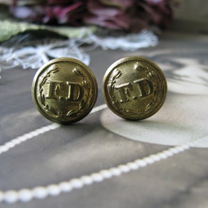RARE Antique Fire Department Buttons, Antique Brass Uniform Buttons, Fire Department Buttons, Collar Buttons, Made In England
