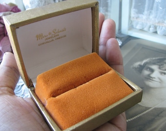Vintage Gold Art Deco Ringschatulle, Samt Innenausstattung