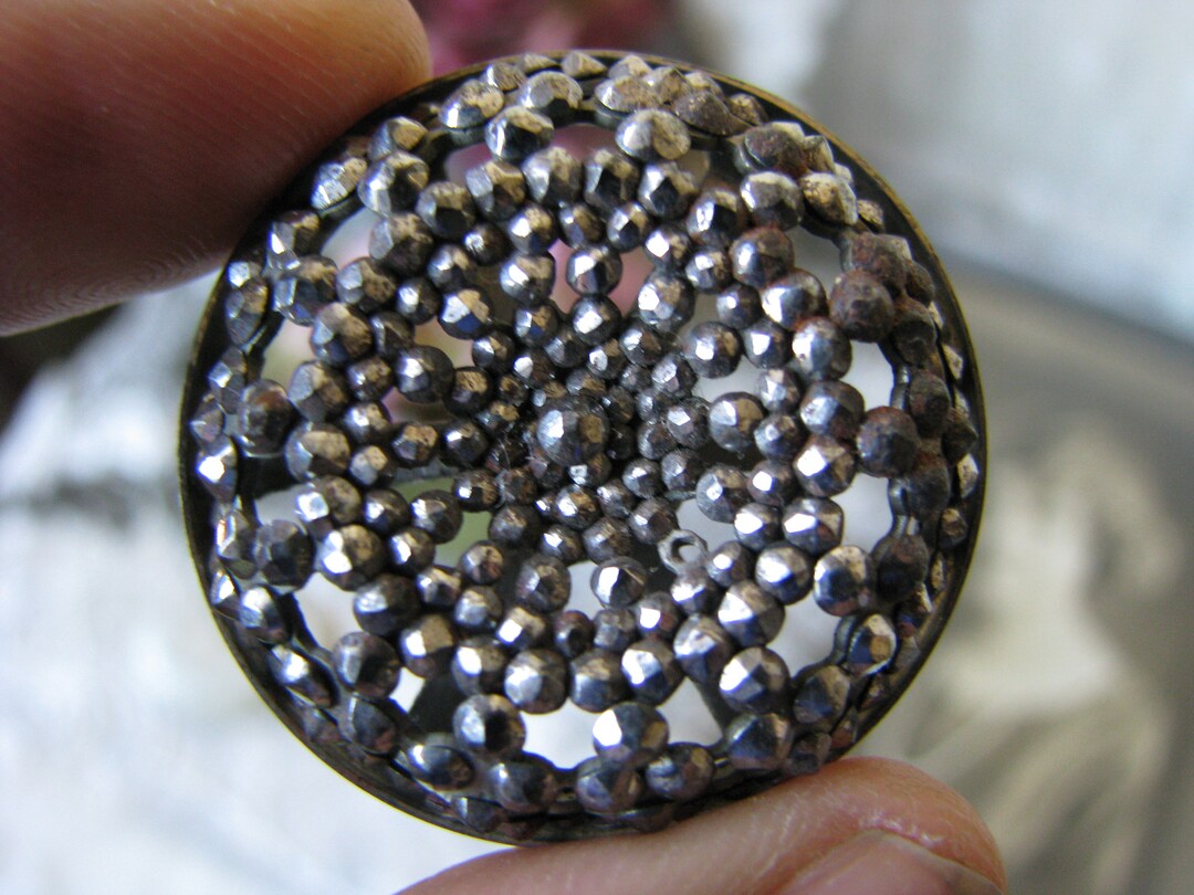 Antique Victorian Cut Steel Button, Studded Swirl Design - Etsy