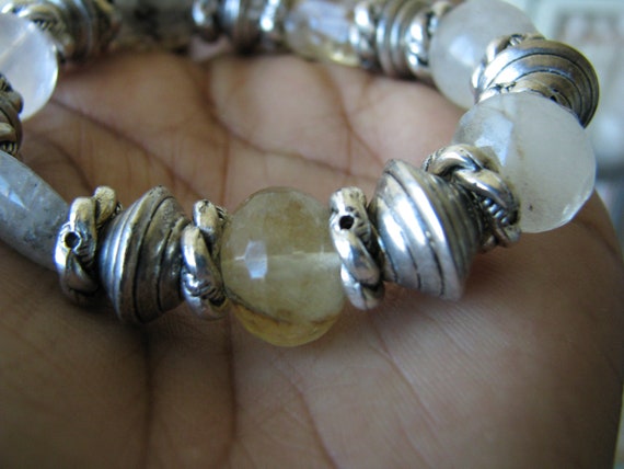 Crystal Quartz Beaded Bracelet, Crystal Quartz Br… - image 3