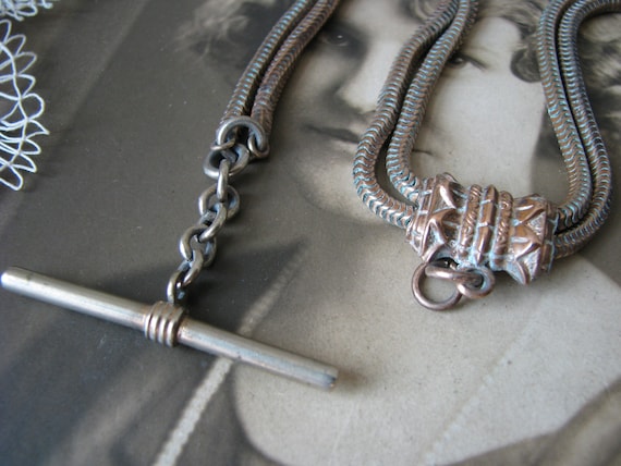 Antique Pocket Watch Chain, Victorian Pocket Watc… - image 2