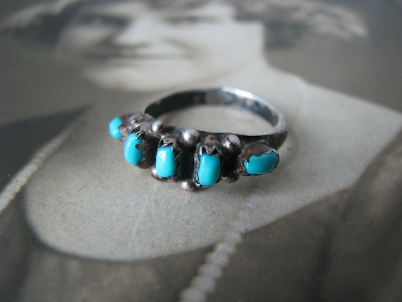 Vintage Turquoise Ring, Native American Turquoise… - image 1