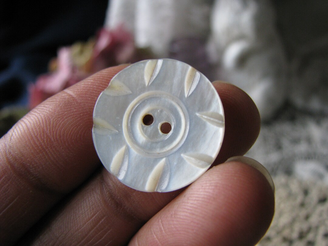 Antique Carved Mother of Pearl Button, Victorian Style - Etsy