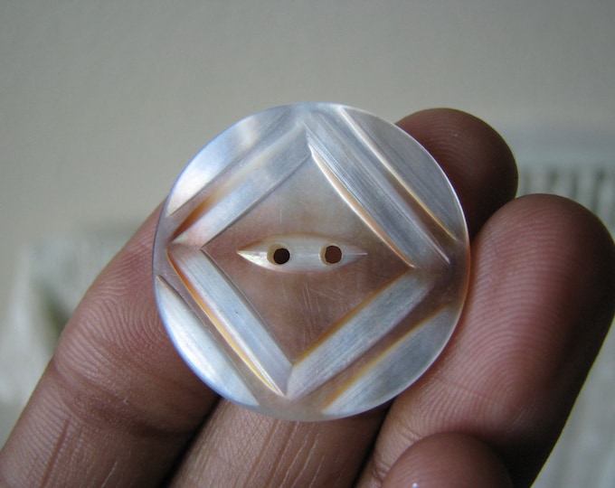 Antique Carved Shell Button, Antique Mother of Pearl Button, Pink ...