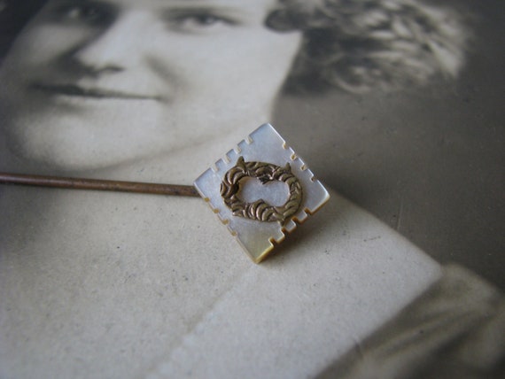 Victorian Stick Pin, Mother Of Pearl Stick Pin, L… - image 3