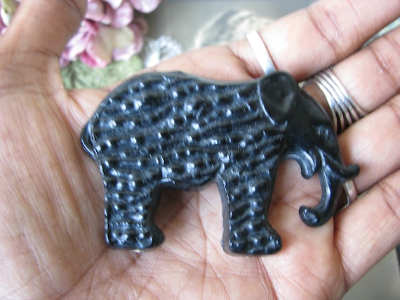 RARE 1930's Celluloid Elephant Pin, Black Celluloi