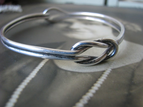 Antique Silver Bracelet, Double Love Knot Silver … - image 3