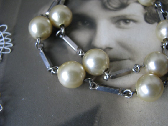 Vintage Pearl Bracelet, Glass Pearl Bracelet, Dou… - image 2