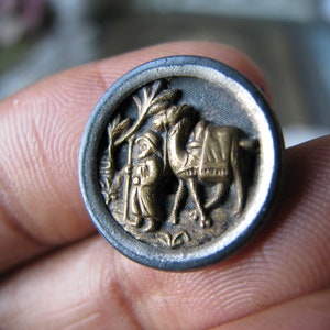 Antique Picture Button, Antique Silver Plated Button, Button Collection, Antique Sewing Notions, Victorian Button