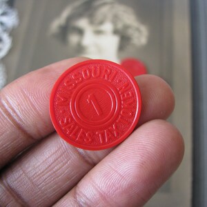 Vintage Sales Tax Tokens, Red Plastic Tokens, 1940&#39;s Tax Tokens, Missouri Sales Tax Tokens, Red Sales Tax Tokens,