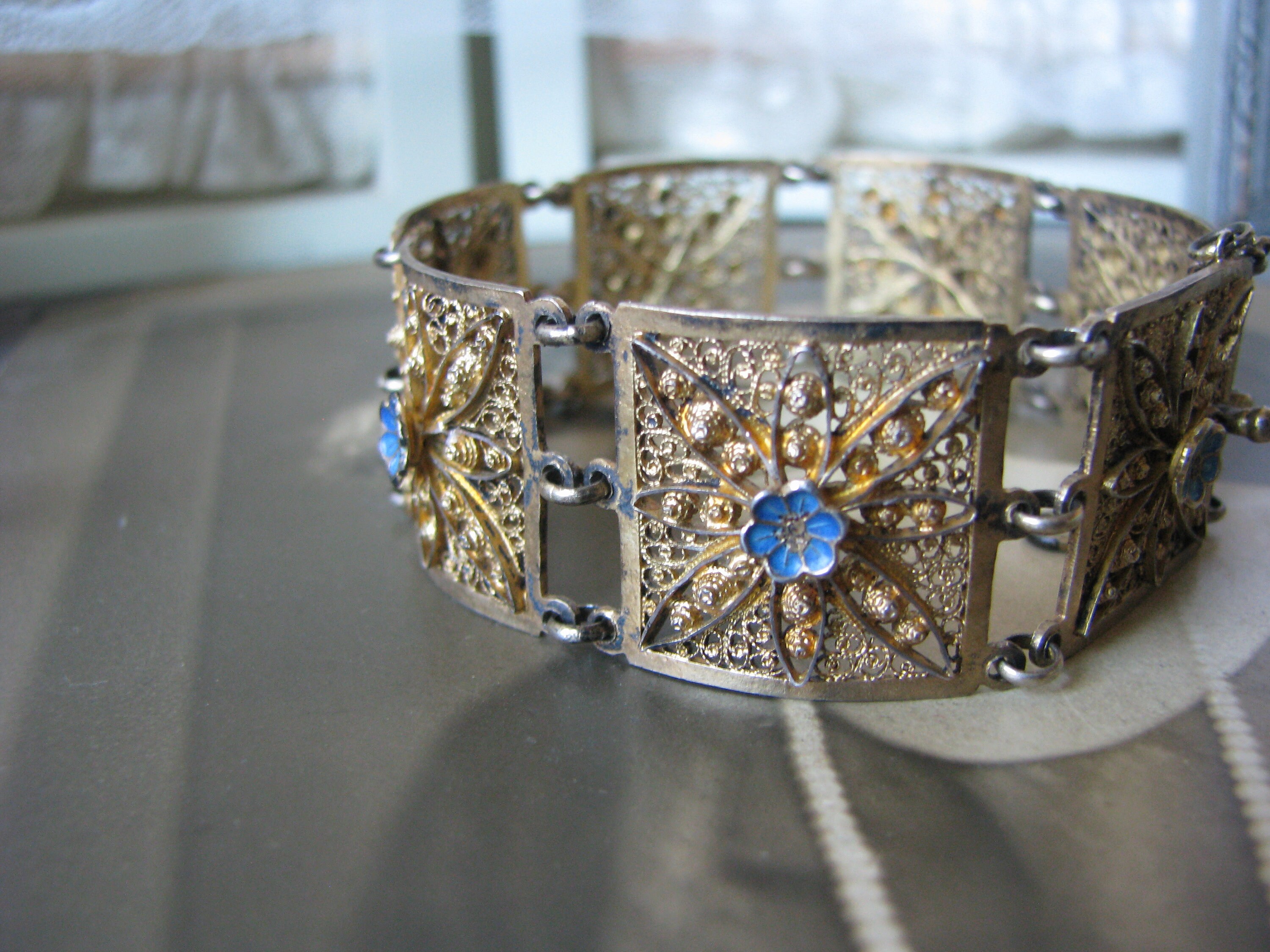 Vintage Topazio Bracelet, Spun Silver Bracelet, Topazio