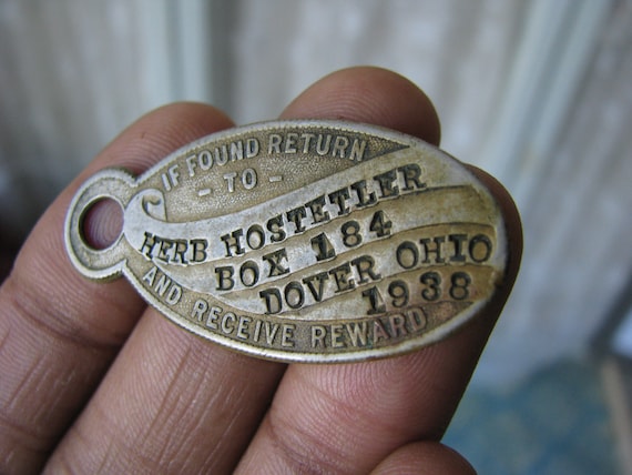 Antique Nickel Silver Registry Tag, 1938 Key Fob