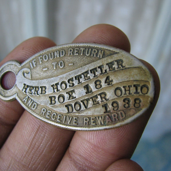 Antique Registry Tag, Antique Key Fob, Return Address Tag, Vintage Registry Tag, Return Tag