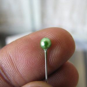 1940&#39;s Glass Pearl Corsage Pins, Green Pearl Pins, Vintage Glass Boutonniere Pins, Green Pearl Corsage Pins, Wedding Pins, Bridal Pins