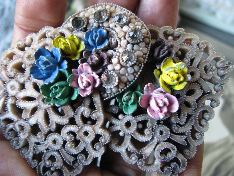 Rhinestone Celluloid Brooch 1930/'s Celluloid Brooch Gifts For Brides Bridal Brooch Wedding Brooch Rare Celluloid Brooch
