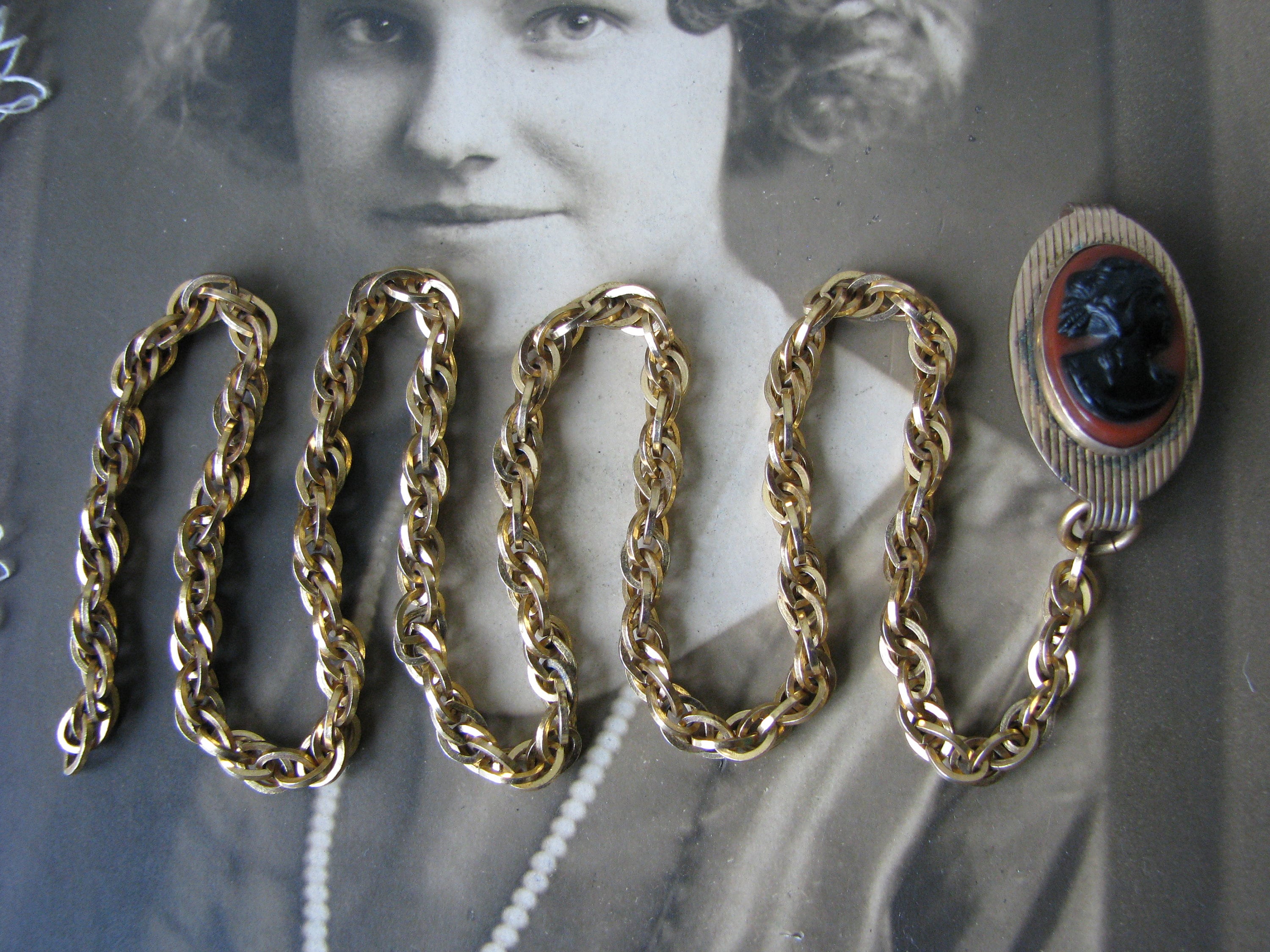 Catena Per Orologio Da Tasca Vintage - Chain Albert In Metallo Bronzo 37cm Con Chiusura Girevole - Foto 8