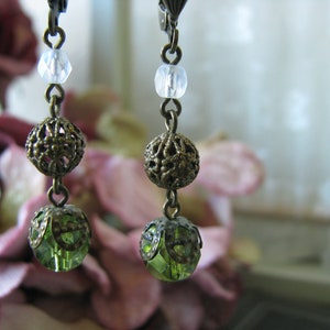 Vintage Bead Earrings, Filigree Bead Earrings, Assemblage Earrings, Handmade Earrings, Upcyled Earring, Recycled Jewelry, Drop Earrings