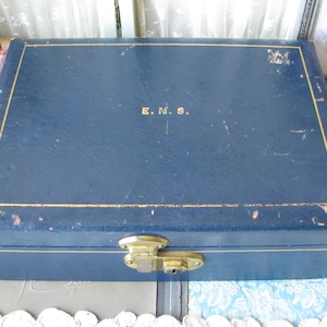 Men&#39;s Leather Jewelry Box, 1930&#39;s Leather Jewelry Box, Men&#39;s Jewelry Box, Blue Leather Jewelry Box, Gentleman&#39;s Jewelry Box